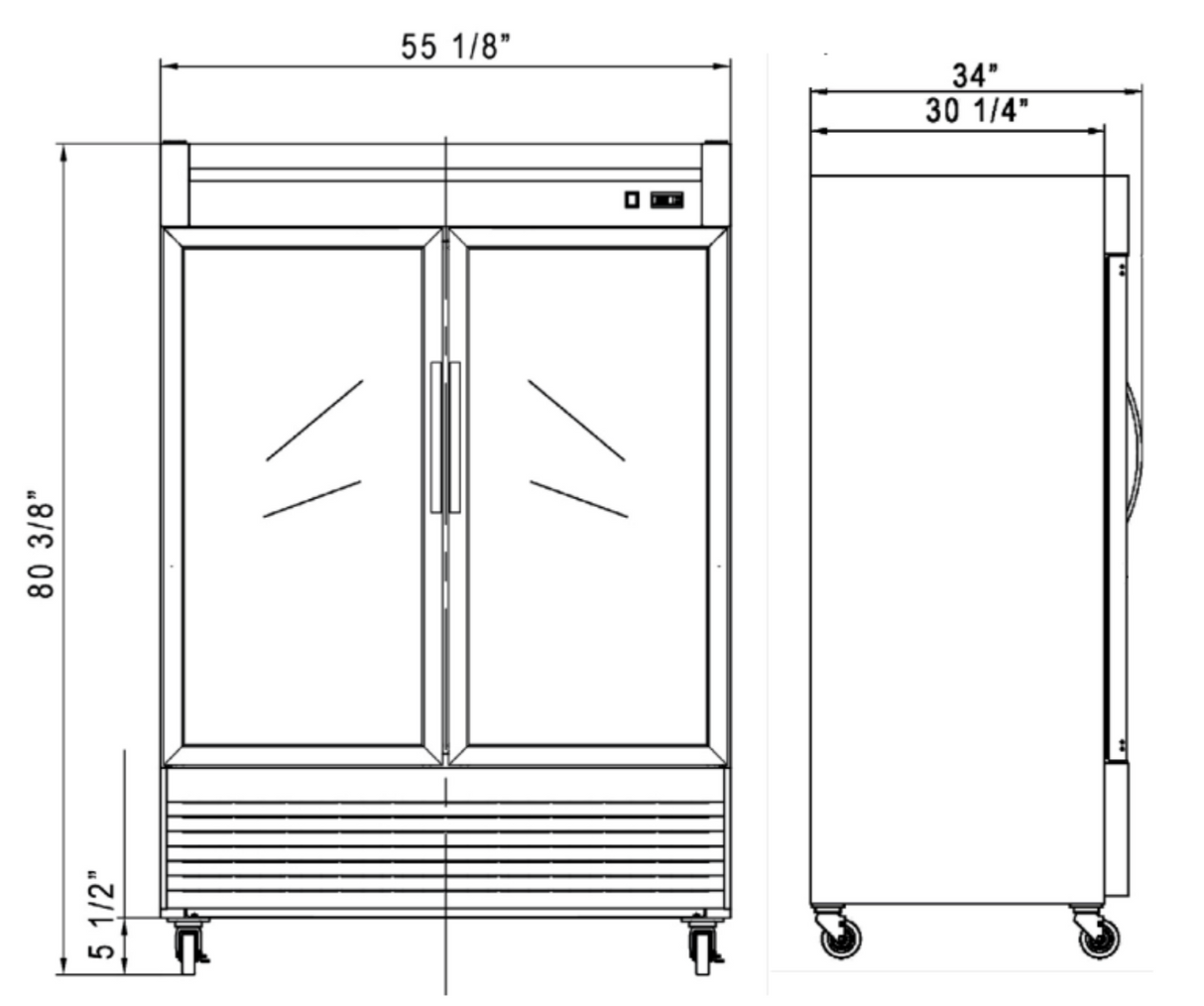 New Air - Réfrigérateur en Inox avec 2 portes vitrées 55 po