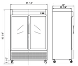 New Air - Réfrigérateur en Inox avec 2 portes vitrées 55 po