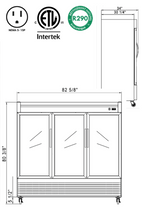 New Air - Réfrigérateur en Inox avec 3 portes vitrées 83 po
