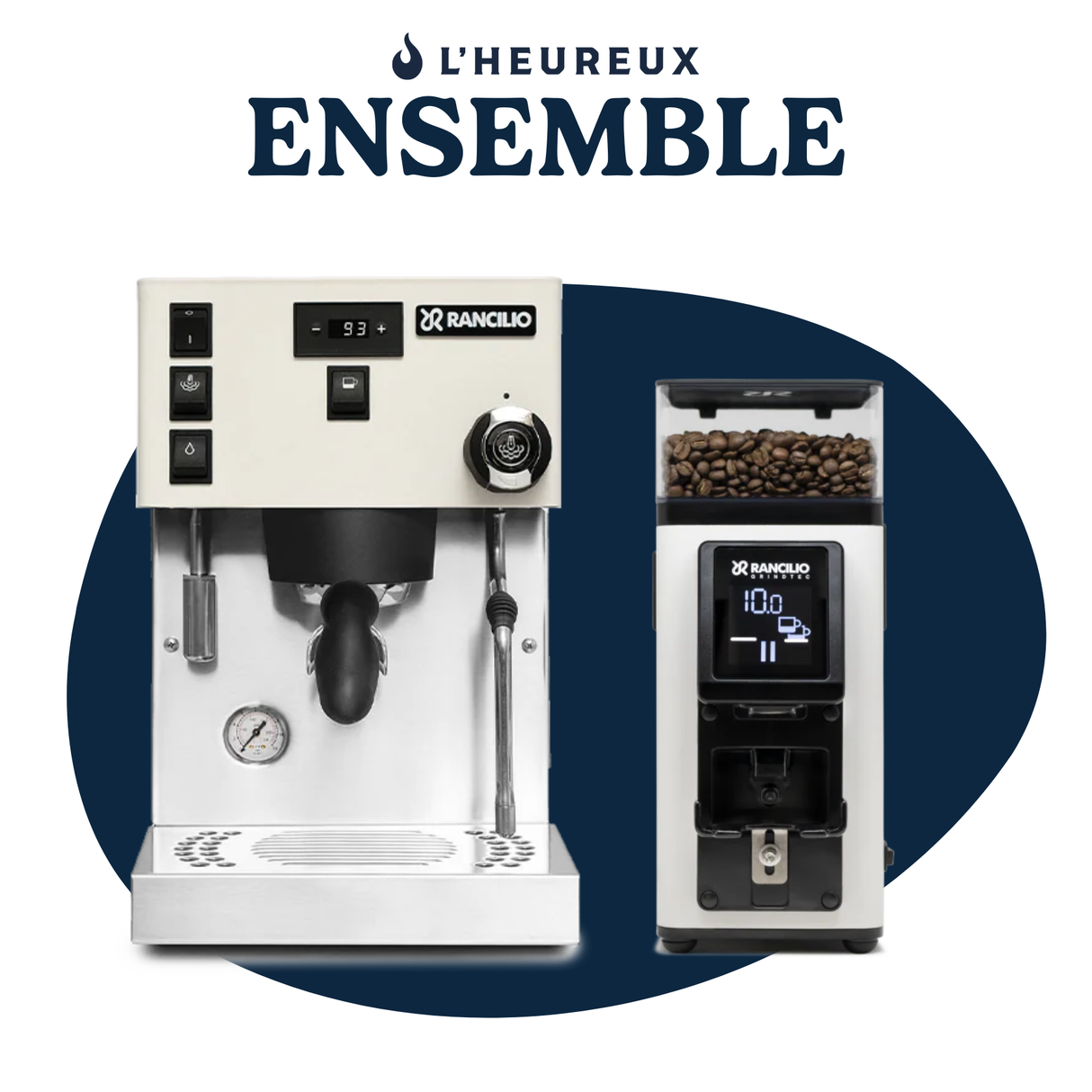 Ensemble Rancilio Silvia Pro X Blanc & Rancilio Stile Blanc