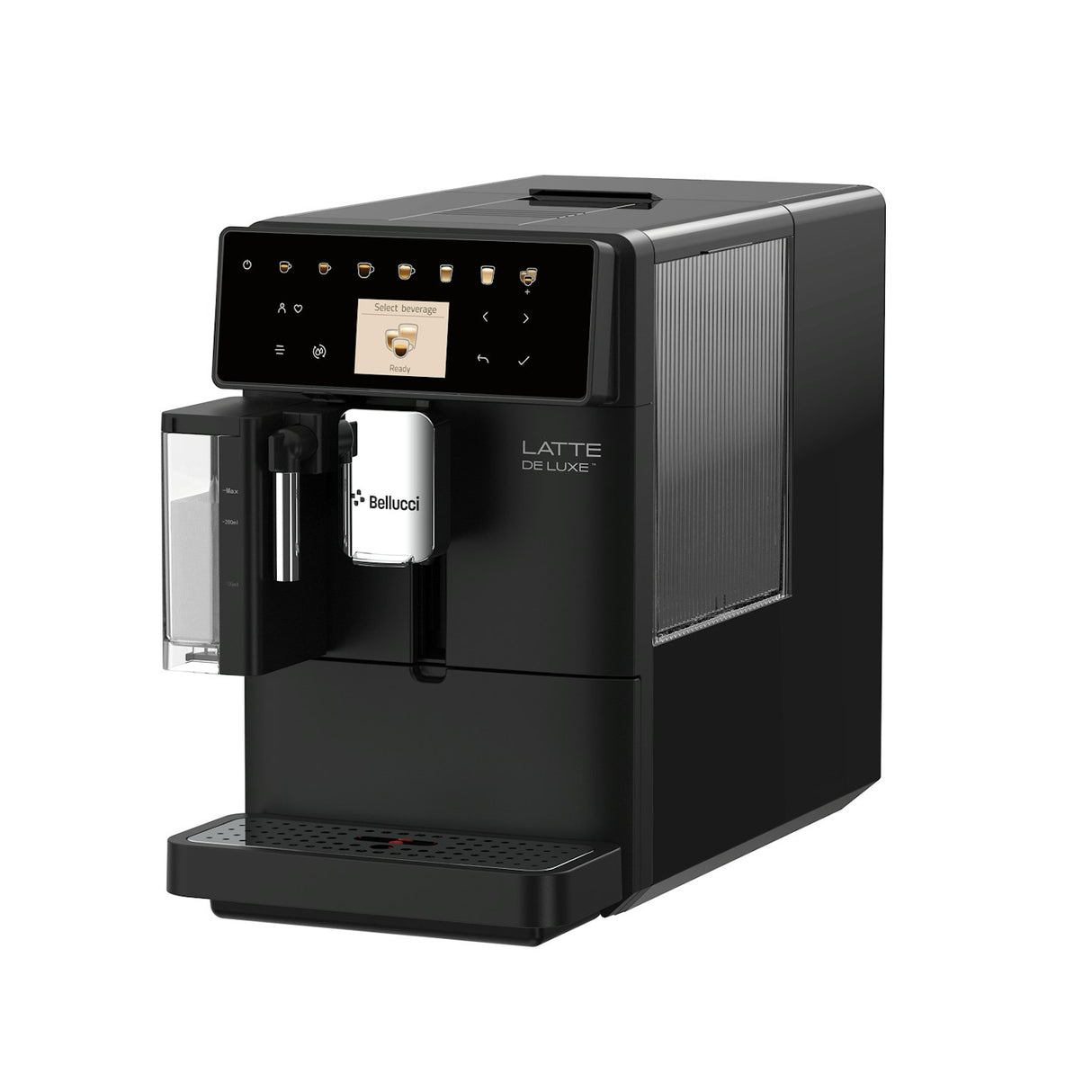 Bellucci Latte Deluxe — Vue de côté machine espresso auto