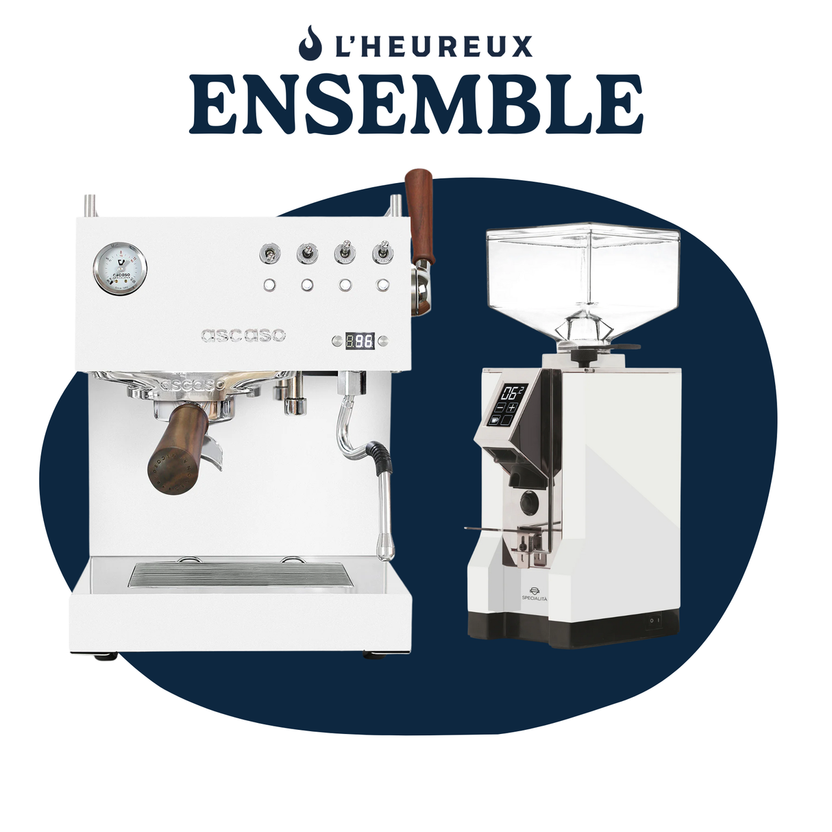 Ascaso Steel DUO Plus White &amp; Eureka Specialita 55 White Set