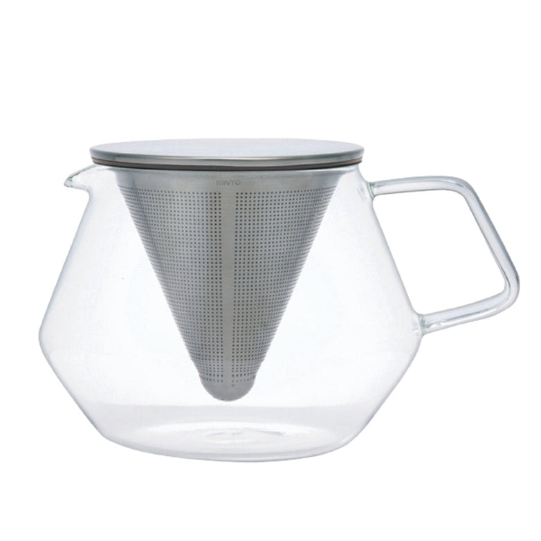 KINTO CARAT: Glass and Stainless Steel Teapot with Visible Conical Strainer, 850ml