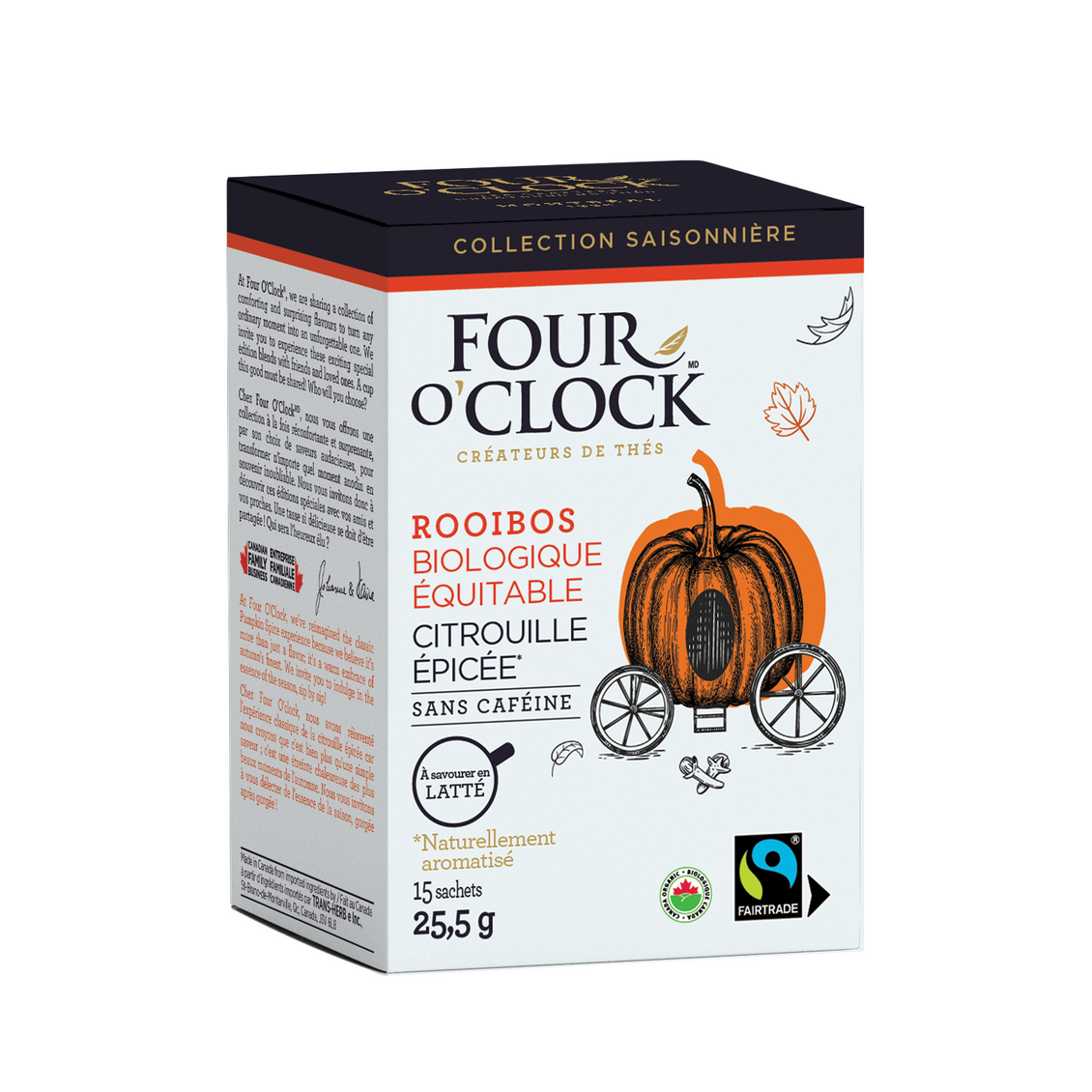 Four O'Clock - Tisane rooibos citrouille épicée biologique & équitable (15 sachets)