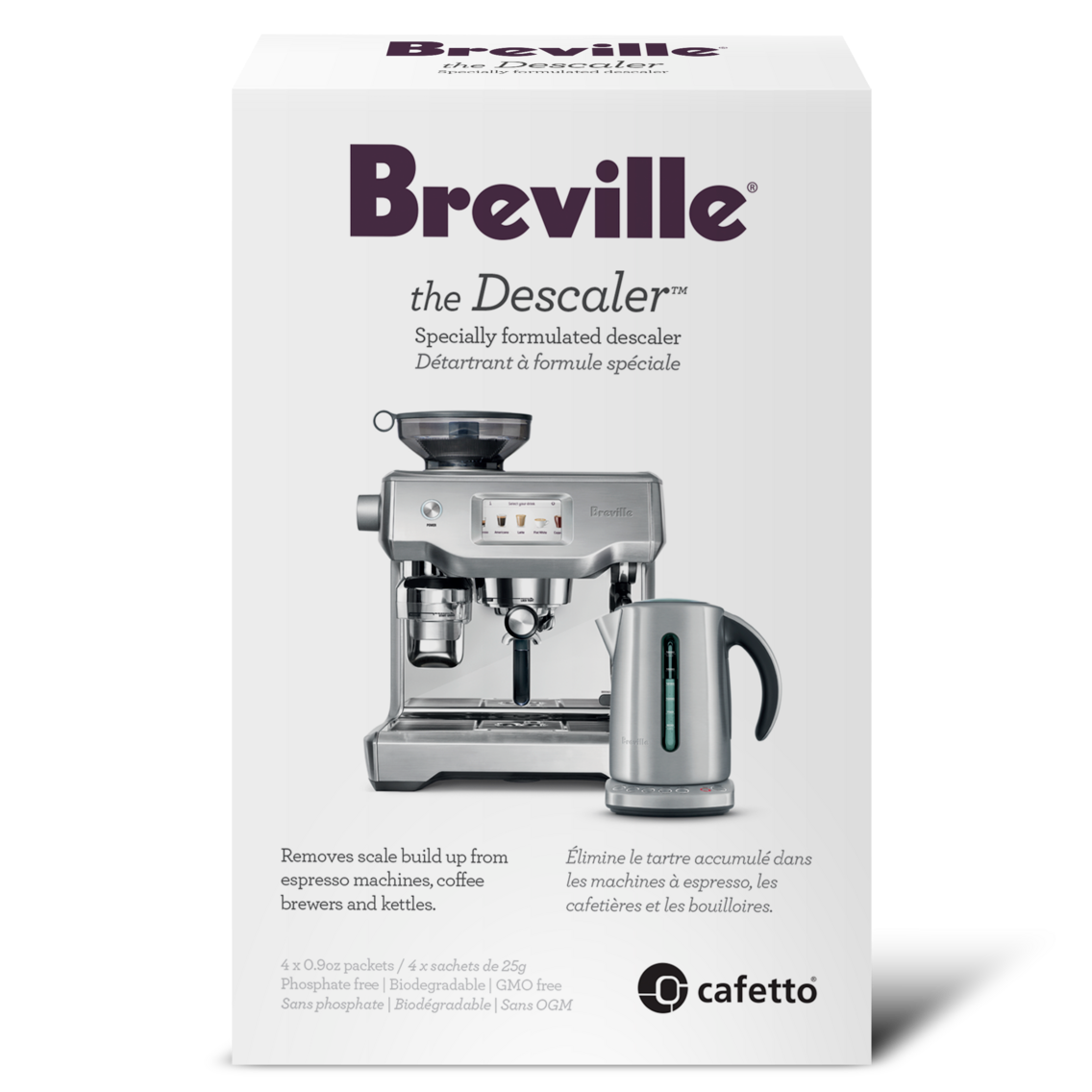 Breville Détartrant : poudre biodégradable, boîte de 4, sans phosphate