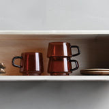 KINTO SEPIA : tasse et mug en verre ambré, 270 ml et 340 ml
