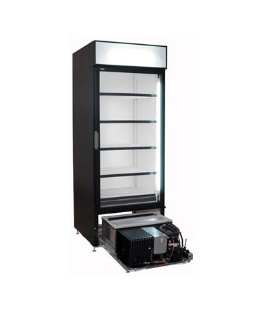 Réfrigérateur QBD 1 Porte Vitrée QBD CD26-HC  Noir et enseigne Lumineuse